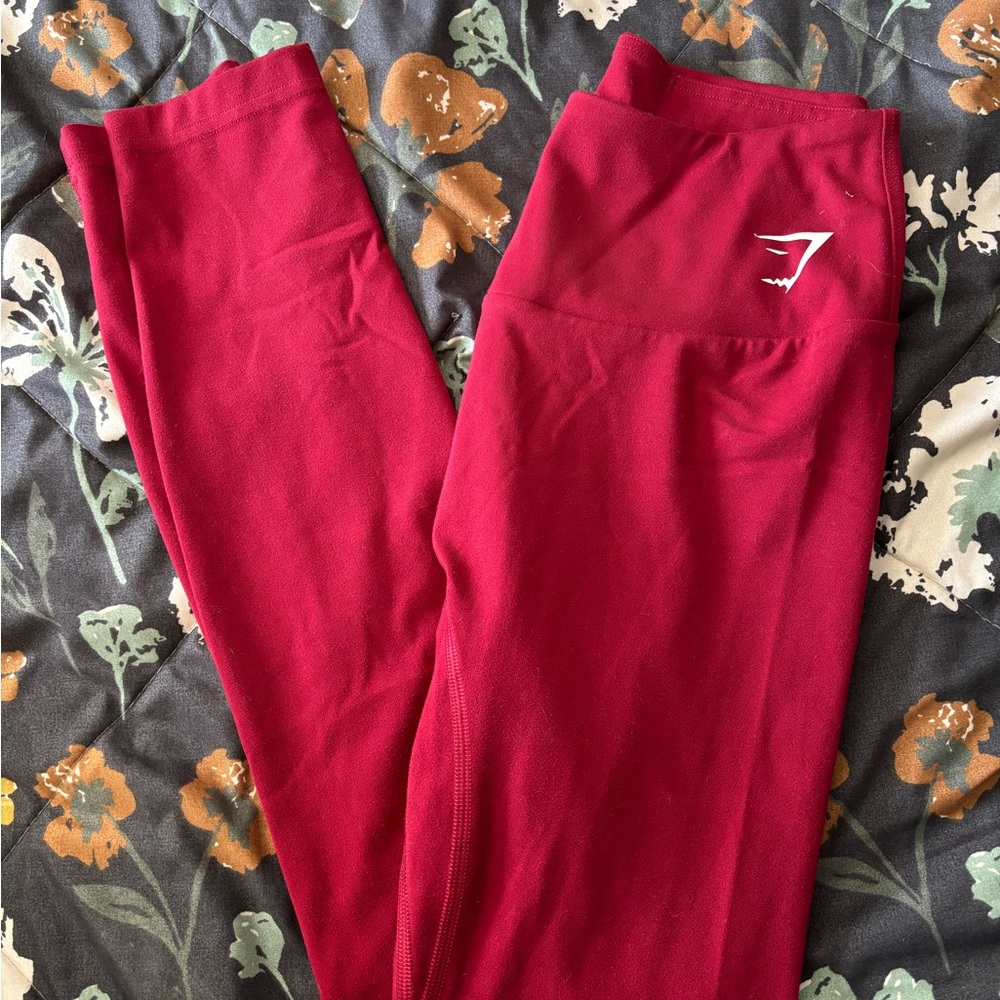 Gymshark Kids Burgundy Stretch Leggings with Logo